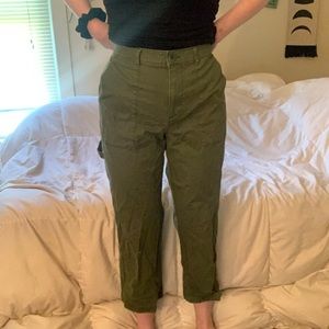 Green carpenter pants